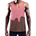 Strawberry Ice Cream Melted Print Men's Workout Tank Top