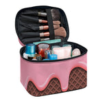 Strawberry Ice Cream Melted Print Travel Makeup Bag