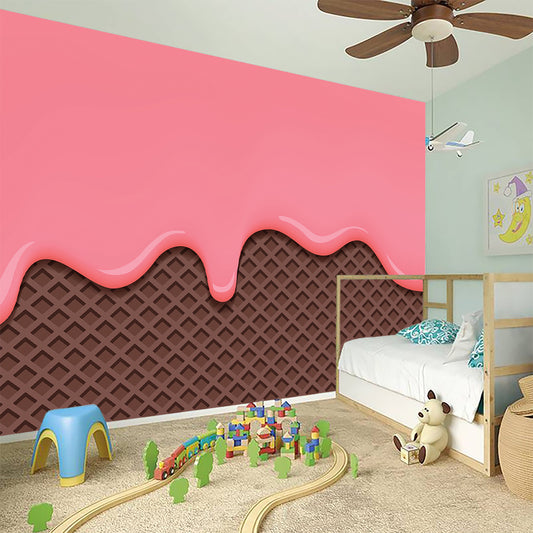 Strawberry Ice Cream Melted Print Wall Sticker