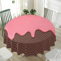 Strawberry Ice Cream Melted Print Waterproof Round Tablecloth