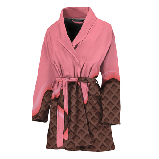 Strawberry Ice Cream Melted Print Women's Bathrobe