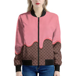 Strawberry Ice Cream Melted Print Women's Bomber Jacket