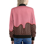 Strawberry Ice Cream Melted Print Women's Bomber Jacket