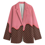 Strawberry Ice Cream Melted Print Women's Cotton Blazer