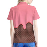 Strawberry Ice Cream Melted Print Women's Polo Shirt