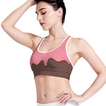 Strawberry Ice Cream Melted Print Women's Sports Bra
