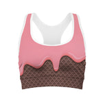 Strawberry Ice Cream Melted Print Women's Sports Bra