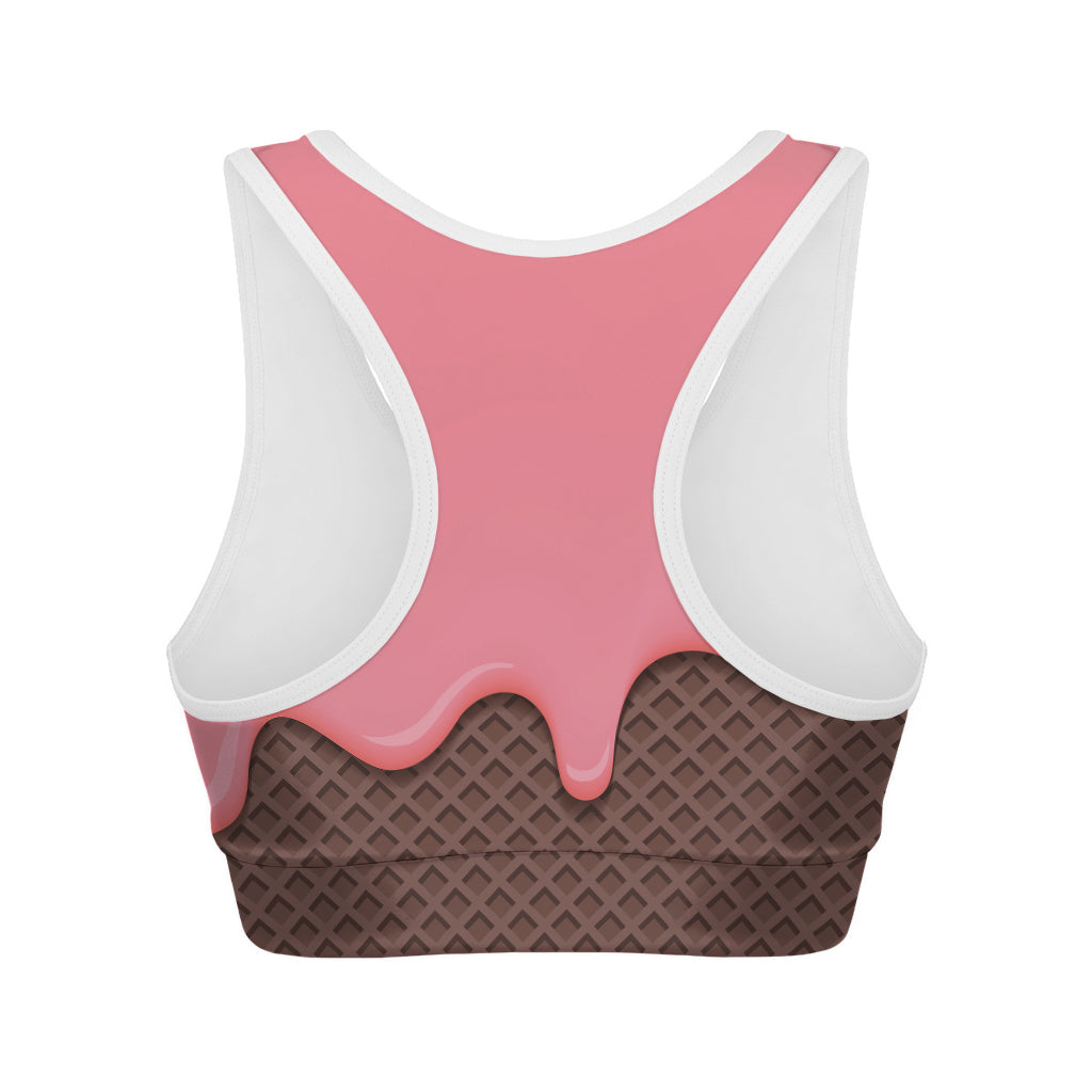 Strawberry Ice Cream Melted Print Women's Sports Bra