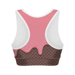 Strawberry Ice Cream Melted Print Women's Sports Bra