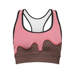 Strawberry Ice Cream Melted Print Women's Sports Bra