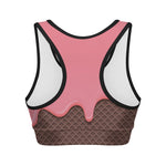 Strawberry Ice Cream Melted Print Women's Sports Bra