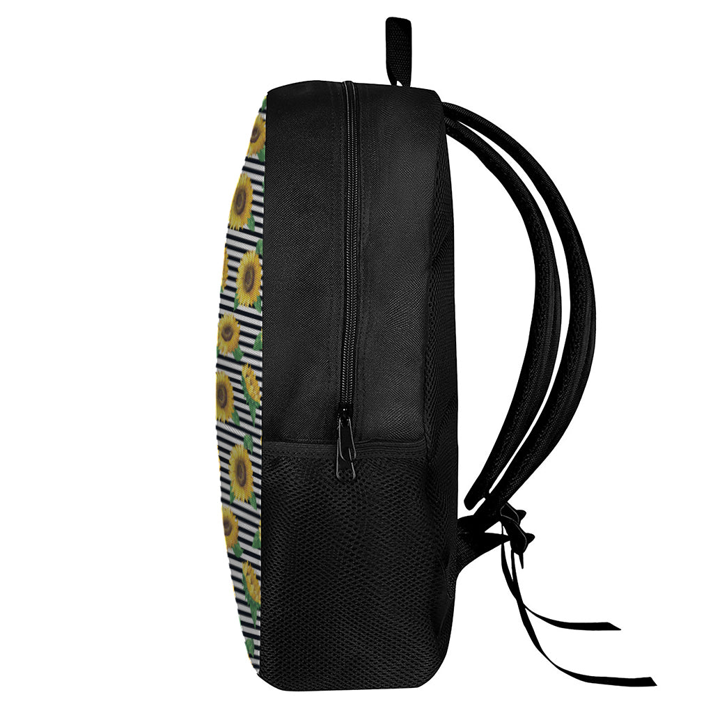 Stripe Sunflower Pattern Print 17 Inch Backpack