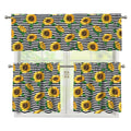 Stripe Sunflower Pattern Print 3 Piece Kitchen Curtains