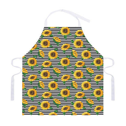 Stripe Sunflower Pattern Print Adjustable Apron