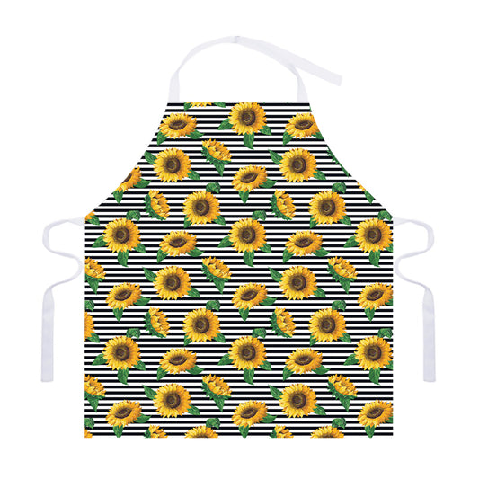 Stripe Sunflower Pattern Print Adjustable Apron