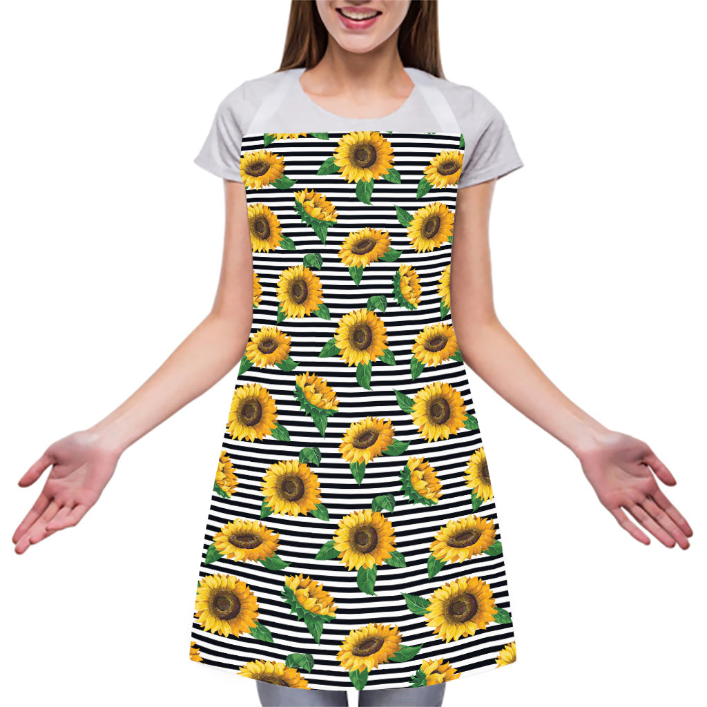 Stripe Sunflower Pattern Print Adjustable Apron