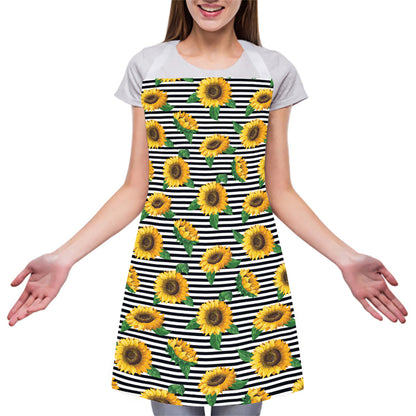 Stripe Sunflower Pattern Print Adjustable Apron