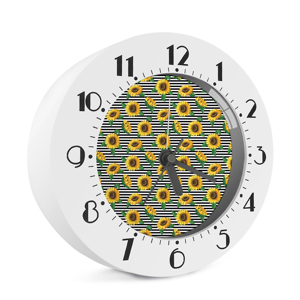 Stripe Sunflower Pattern Print Alarm Clock