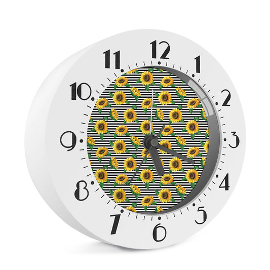 Stripe Sunflower Pattern Print Alarm Clock