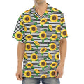 Stripe Sunflower Pattern Print Aloha Shirt