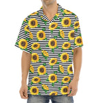 Stripe Sunflower Pattern Print Aloha Shirt