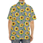 Stripe Sunflower Pattern Print Aloha Shirt