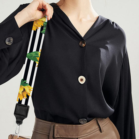 Stripe Sunflower Pattern Print Bag Strap