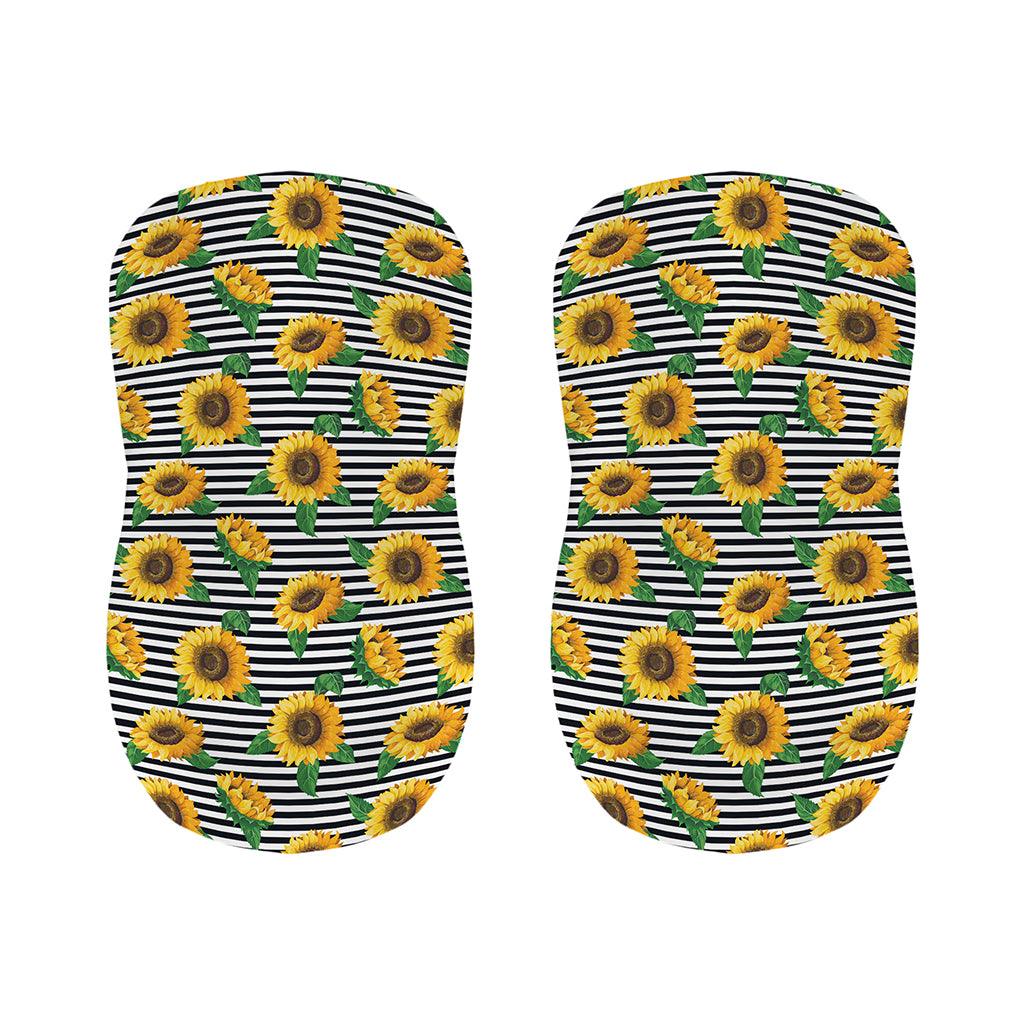 Stripe Sunflower Pattern Print Bar Stool Covers