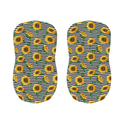 Stripe Sunflower Pattern Print Bar Stool Covers