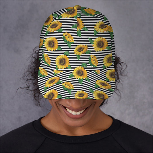 Stripe Sunflower Pattern Print Baseball Cap
