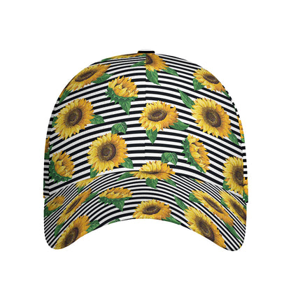 Stripe Sunflower Pattern Print Baseball Cap