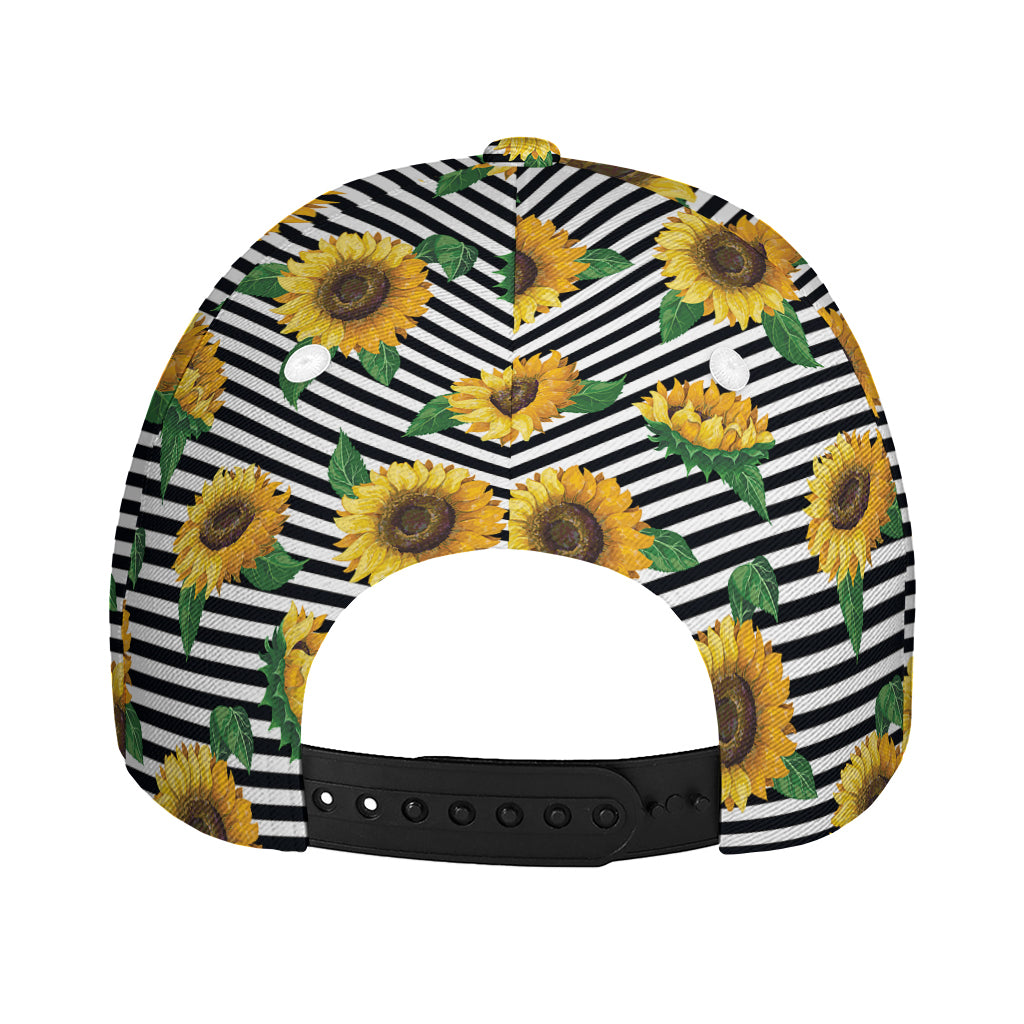 Stripe Sunflower Pattern Print Baseball Cap