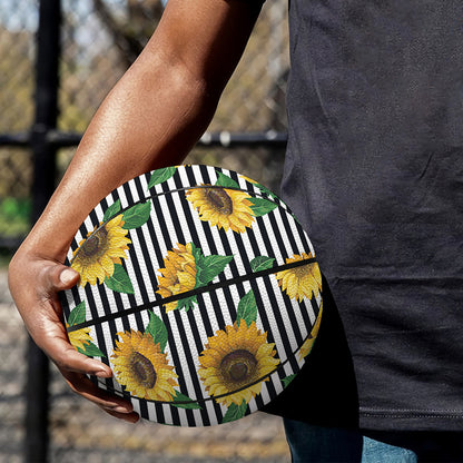 Stripe Sunflower Pattern Print Basketball