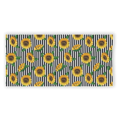 Stripe Sunflower Pattern Print Beach Towel