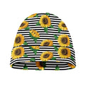 Stripe Sunflower Pattern Print Beanie