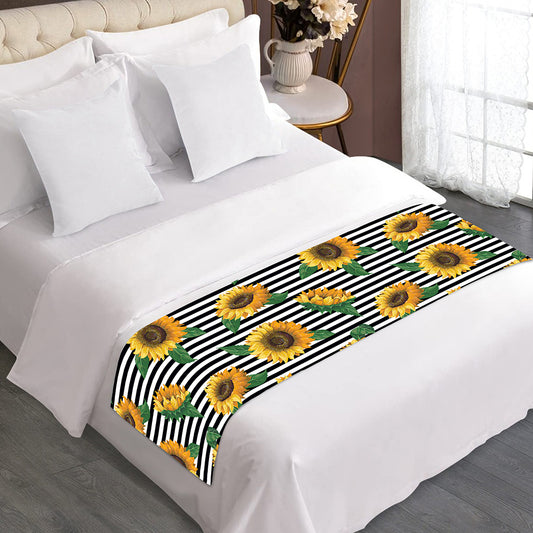 Stripe Sunflower Pattern Print Bed Runner