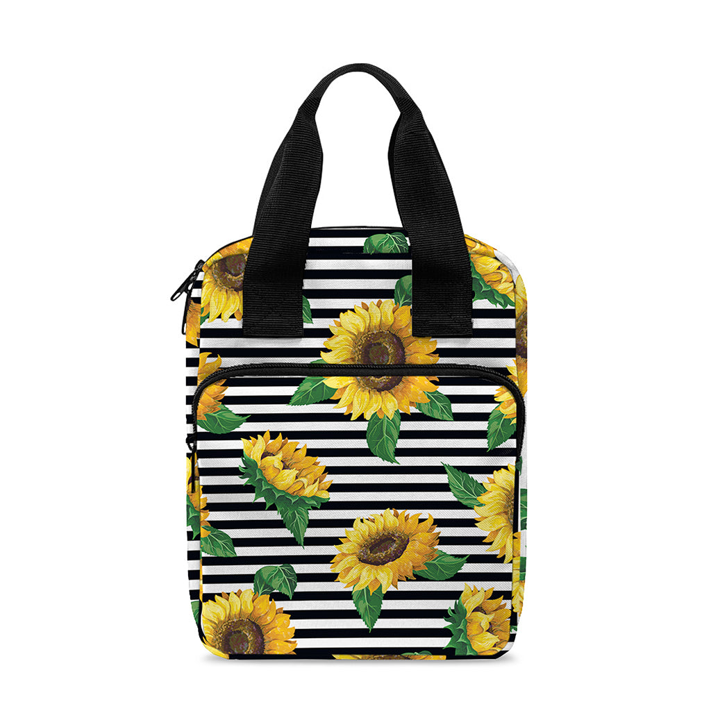 Stripe Sunflower Pattern Print Bible Tote Bag