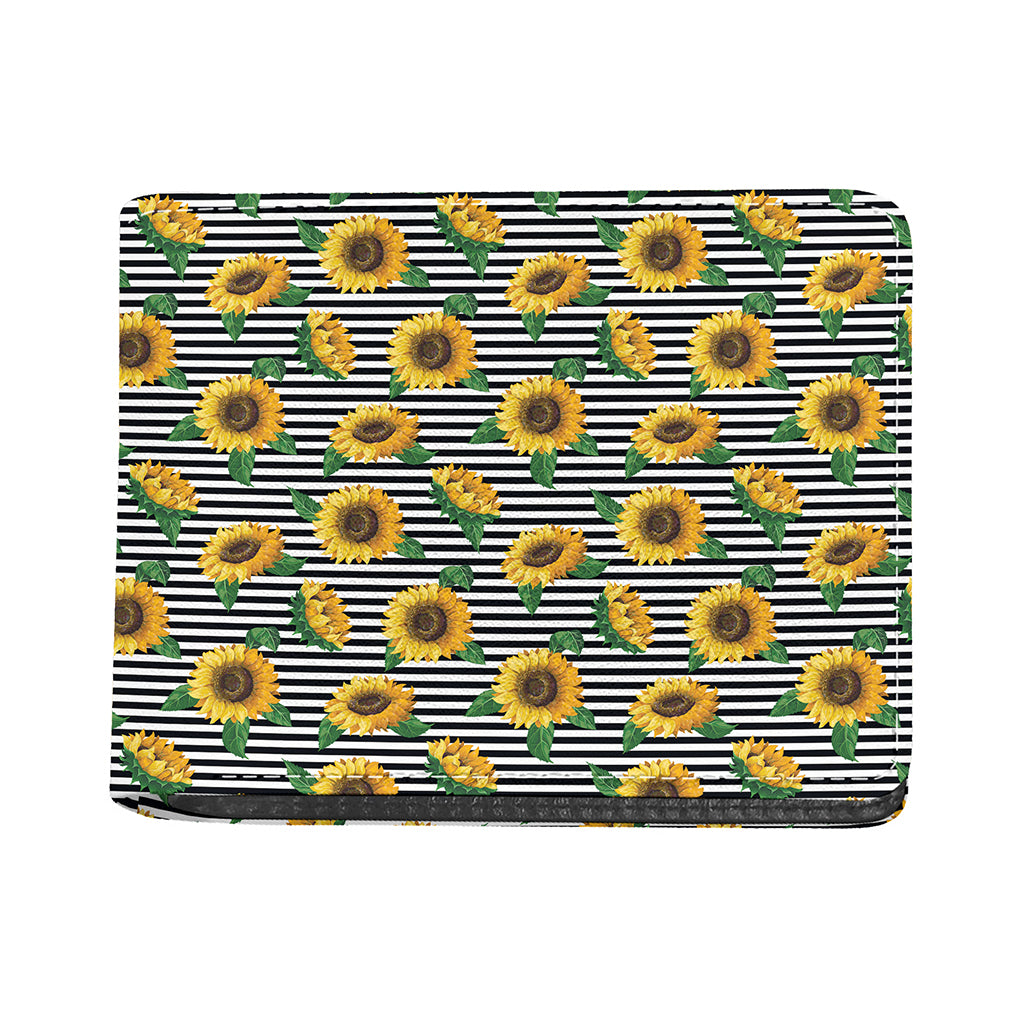 Stripe Sunflower Pattern Print Bifold Wallet