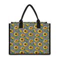 Stripe Sunflower Pattern Print Canvas Tote Bag