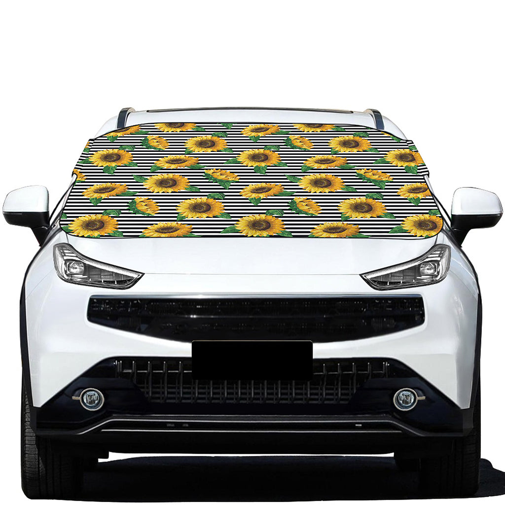 Stripe Sunflower Pattern Print Car Windshield Snow Cover