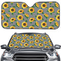Stripe Sunflower Pattern Print Car Windshield Sun Shade
