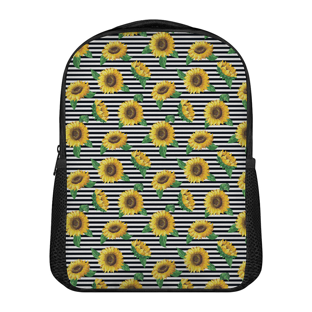 Stripe Sunflower Pattern Print Casual Backpack