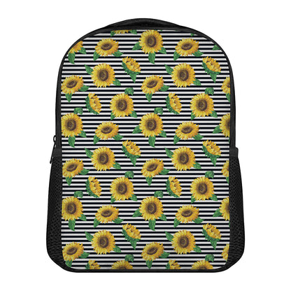Stripe Sunflower Pattern Print Casual Backpack