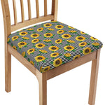 Stripe Sunflower Pattern Print Chair Cushion Cover