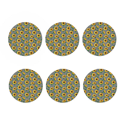 Stripe Sunflower Pattern Print Coaster Set