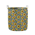 Stripe Sunflower Pattern Print Collapsible Laundry Basket