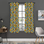 Stripe Sunflower Pattern Print Curtain