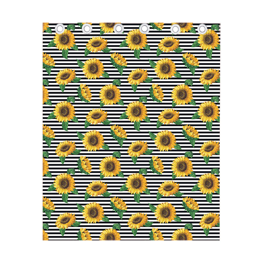Stripe Sunflower Pattern Print Curtain