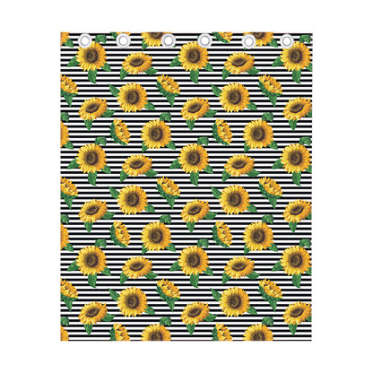 Stripe Sunflower Pattern Print Curtain