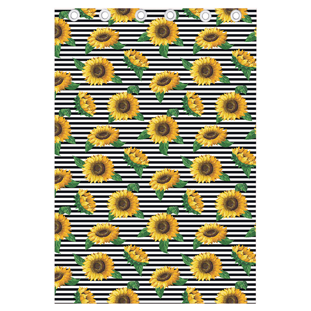 Stripe Sunflower Pattern Print Curtain